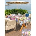 thumbnail image 4 of Outdoor Tablecloth with Umbrella Hole and Zipper, Blue Purple Gnomes Rectangle Table Cloth 54x80 Inch Waterproof Tablecloth, Spring Hydrangea Flower Leaf Pink Plaid Picnic Table Cover for Patio, 4 of 7