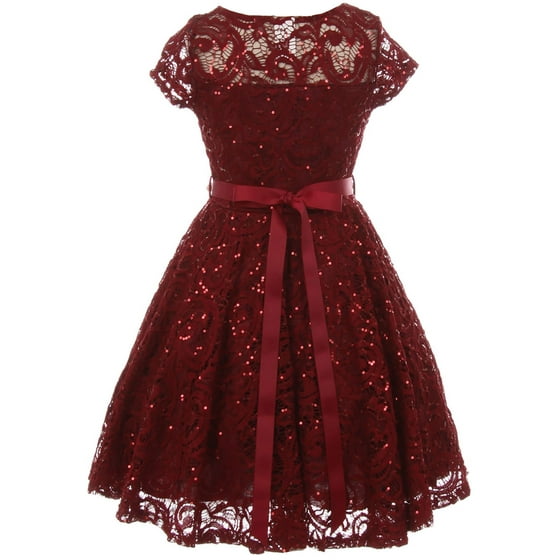 BNY Corner - Little Girl Cap Sleeve Floral Lace Glitter Pearl Holiday ...