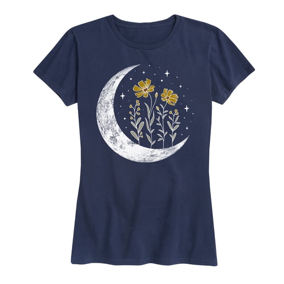 Instant Message - Floral Moon Short Sleeve Graphic T-Shirt