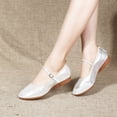 thumbnail image 4 of Cuero brillante para mujer, niña, salón de baile latino, práctica de Salsa moderna, zapatos de baile con punta cerrada, parte inferior de tendón de ternera suave, 4 of 5