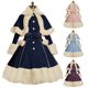 thumbnail image 2 of Vestido Lolita gótico vintage para mujer, traje con cuello de piel, mangas largas, chal, bonito, de un solo pecho, cálido, de invierno, con lazo grueso, 2 of 5