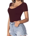 thumbnail image 2 of Women's Scoop Neck Short Sleeve Long Sleeve Slim Fit T Shirt Tunic Tops Tee, 2 of 3