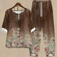 thumbnail image 1 of Puntoco-Conjunto de traje de dos piezas para mujer, top corto con cuello redondo y pantalones informales, estampado de verano, liquidación Puntoco Puntoco-3198, 1 of 5