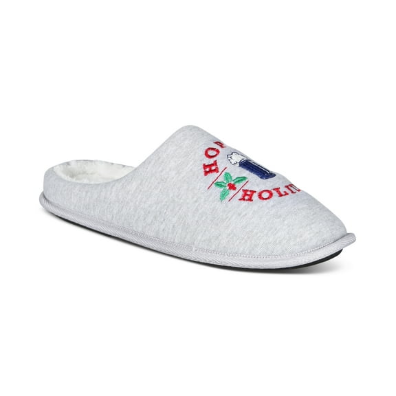 Club Room Mens Holiday Slippers, Light Grey, Medium