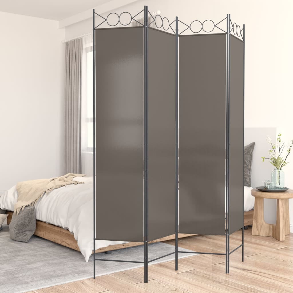 vidaXL Paravent 4 Panneaux Anthracite 160x220 cm Tissu