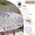 thumbnail image 5 of Purple Grey Chrysanthemum Round Fitted Tablecloth with Elastic Edge, Waterproof Table Cloth Table Cover for 45"-54" Tables, Farmhouse Botanical Floral Modern Tablecloths for Dining Picnic Outdoor, 5 of 9