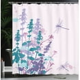 thumbnail image 3 of Ambesonne Dragonfly Shower Curtain, Wildflowers Pattern Art, 69"Wx75"L, Lilac Teal, 3 of 4