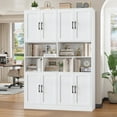 thumbnail image 5 of Homfa 8 Door Pantry Cabinet with Adjustable Shelves，71”H Storage Cabinet with Open Cubes for Kitchen, Dining Room, White, 5 of 7