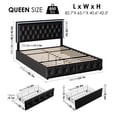 thumbnail image 3 of Homfa Queen LED Bed with 4 Drawers, LED Lights Platform Storage Bed Frame with Upholstered Adjustable Button Tufted Headboard, PU Black, 3 of 9
