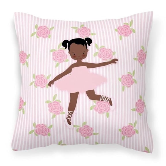 Ballerina African American Ponytails Fabric Decorative Pillow - 14 x 3 x 14 in.