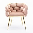 thumbnail image 6 of Luxury Velvet Barstools, Modern Sofa Chair with Golden legs, Single Make-up Chair with C-shaped Backrest, Household Dresser Stool for Bedroom, Office, Living Room, Pink, 6 of 9
