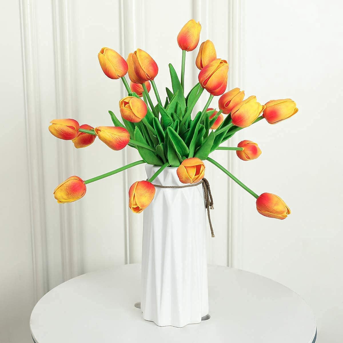 Latex Tulips Real Touch Pink Artificial Flowers Fake Tulips Arrangement Bouquet for Home Office Wedding Decor (Pink)