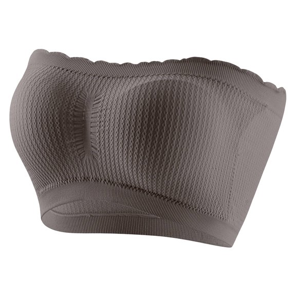 Hduncf Strapless Push Up Bras for Women Wireless Bandeau Bra Non-Slip Tube Top Padded Convertible Bralette Gray M