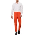 thumbnail image 2 of INSPIRE CHIC Plaid Trouser for Men's Flat Front Skinny Checked Pattern Dress Pants, 2 of 4