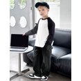 thumbnail image 6 of Happy Cherry Kids Jeans Baggy Wide Leg Boy Denim Pants Elastic Waist Toddler Y2K Trousers Loose Streetwear with Pockets 12-13 Years, 6 of 7