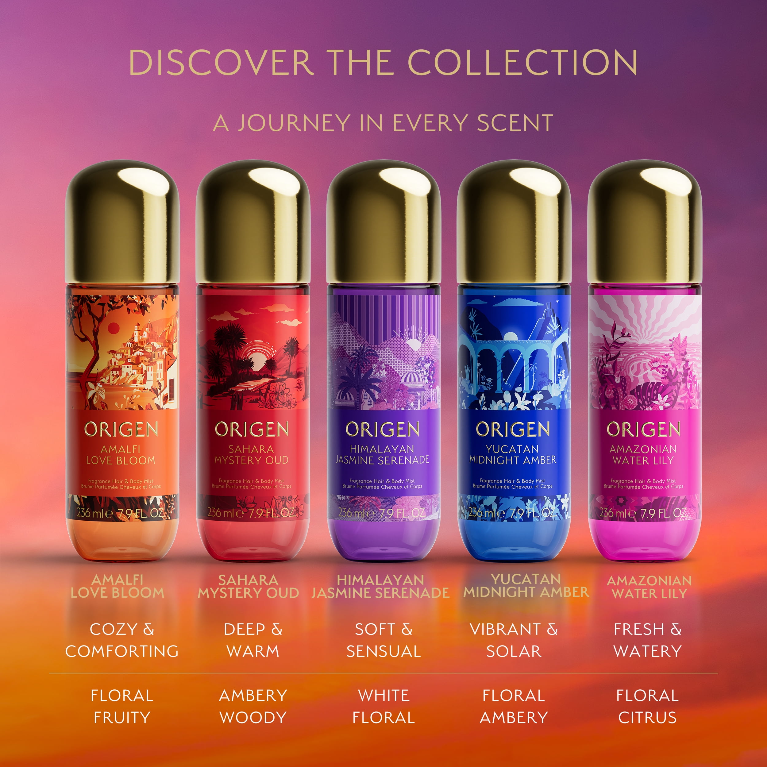 Origen Amalfi Love Bloom, Hair and Body Mist, 236ml (7.9oz)