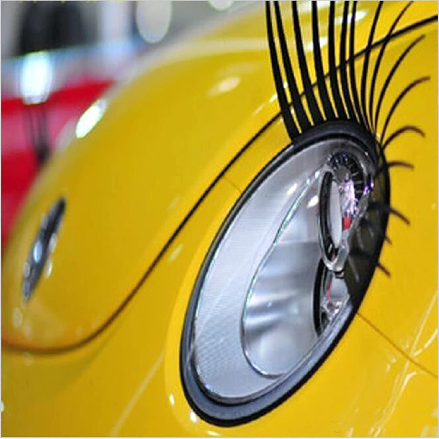 3D Charming Black False Eyelashes Fake Eye 2pcs Lash Sticker Car Headlight  Decoration Funny Decal For Beetle