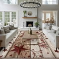 thumbnail image 3 of Area Rug for Living Room, Vintage Farmhouse Non-Slip Indoor Ex Large Carpet for Bedroom/Dining Room, Brown Country Star Berries Wooden Grain Washable Low-Profile Floor Runner Rugs - 8 x 10 Ft, 3 of 8