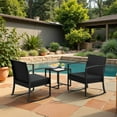 thumbnail image 3 of Vineego 3 Pieces Patio Furniture Set, Rocking Chairs with Coffee Table Set, Outdoor Wicker Bistro Set for Garden, 3 of 7