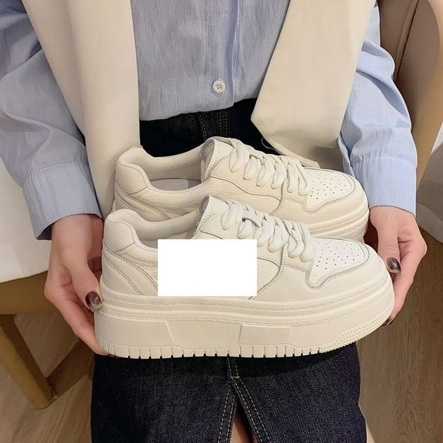 Zapatos blancos para mujer, estilo escolar, de verano, con suela gruesa, con plataforma, informales, combinables, para todo tipo de ocasiones