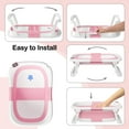 thumbnail image 3 of Aprpink Foldable Baby Bathtub PP+TPE with Soft Bath Net&Thermometer for 0-36 Months Toddler Dark Pink, 3 of 8