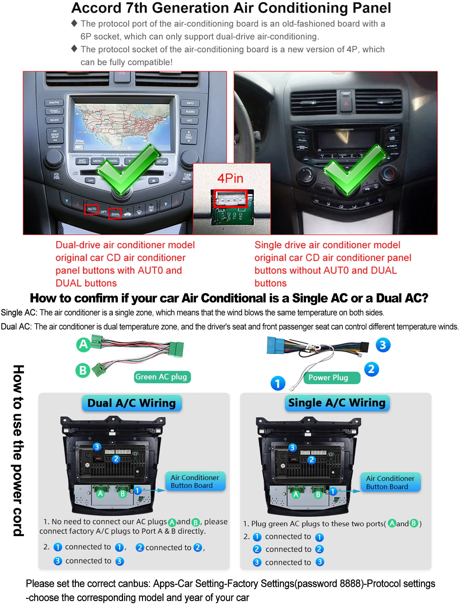 Podofo 2+64G for Honda Accord 2003 to 2007 Wireless Apple Carplay