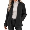 thumbnail image 2 of Maqroz Womens Winter Coats Polar Fleece Jacket Long Sleeve Zip Up Stand Collar Warm Outerwear with Pockets Black,XL, 2 of 5