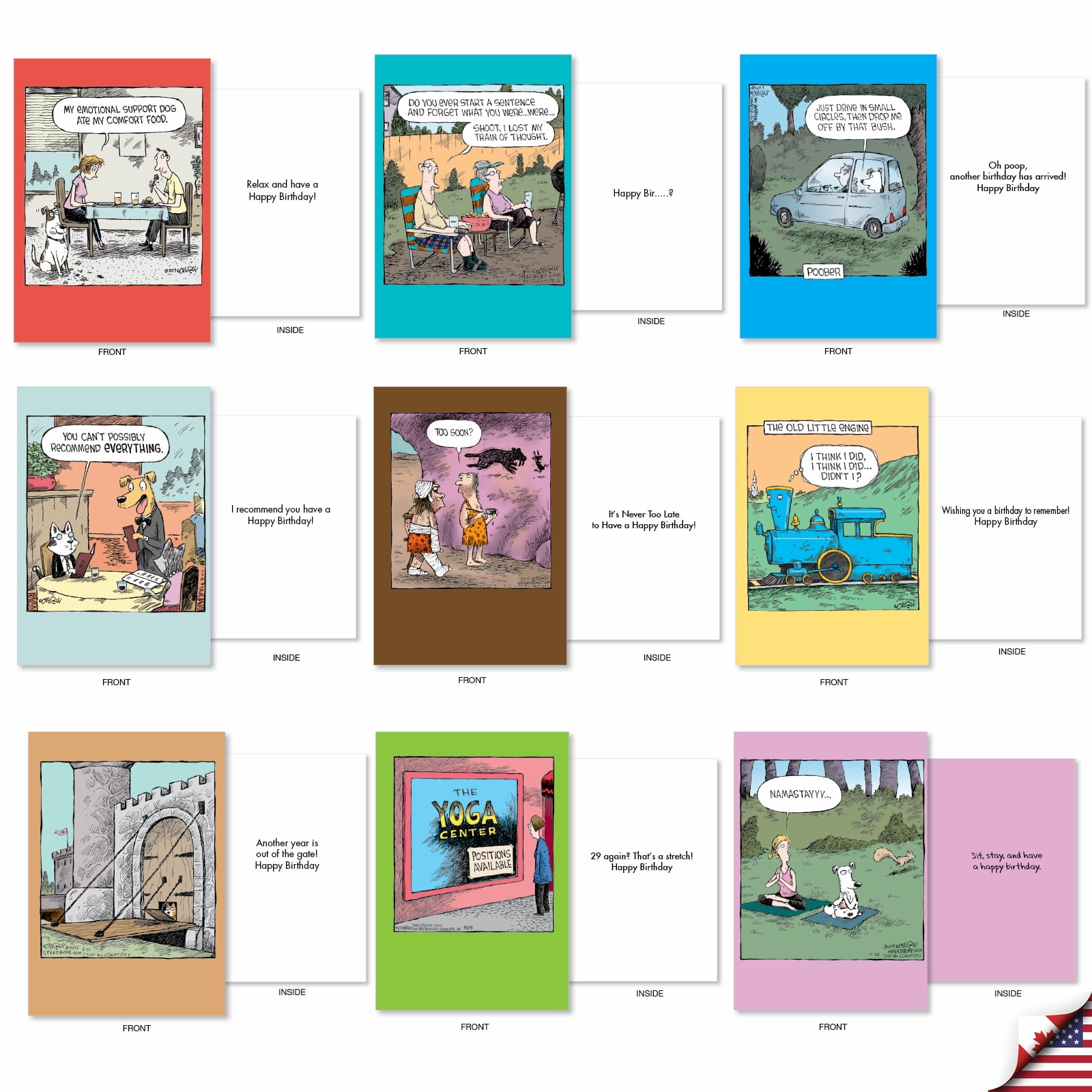 NobleWorks Dave Coverly's Cake Time - Pack of 36 Birthday Greeting Cards with Envelopes (4.63 x 6.75 Inch) - AC9375BDG-B1x36