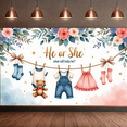 thumbnail image 7 of Floral Design Baby Shower Banner Clothesline Theme He or She Decoration Cotton Material Gender Reveal for Baby Shower Celebration Event Indoor Decoration, 7 of 7