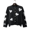 thumbnail image 4 of Pxiakgy cardigan for women Women's Heart-shaped Embroidered Knit Cardigan Sweater Slim O-neck Long Sleeve Sweater long cardigans for women Black + S, 4 of 6