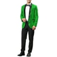 thumbnail image 2 of Unique Bargains Men's Sequin Sport Coats Shawl Lapel One Button Wedding Shiny Blazer L Green, 2 of 6