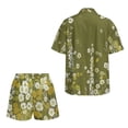 thumbnail image 2 of Xoenoiee Green Daisy Flower Print Women's 2 Piece Outfits Kimono Cover Ups Half Sleeve Blouse and High Waist Shorts Set Summer Beachwear Cruise Outfits, Size M, 2 of 7