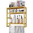 thumbnail image 2 of Bamworld Bamboo Bathroom Shelves Organizer Towel Rack for Storage Natural Adjustable 3 Tiers Floating Shelf over the Toilet Storage with Hanging Rod XL, 2 of 6