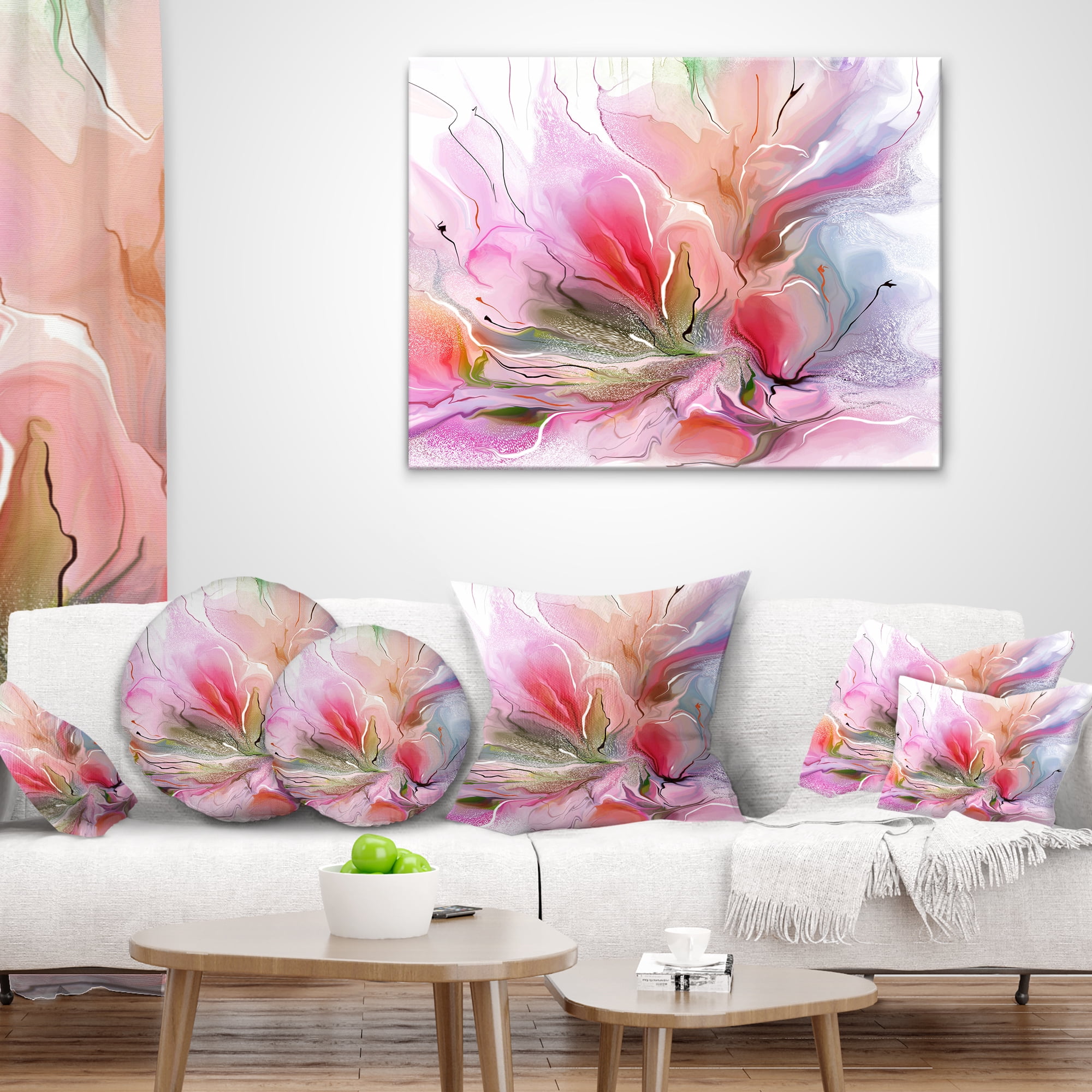 Designart Lovely Painted Floral Design - Floral Throw Pillow - 18x18
