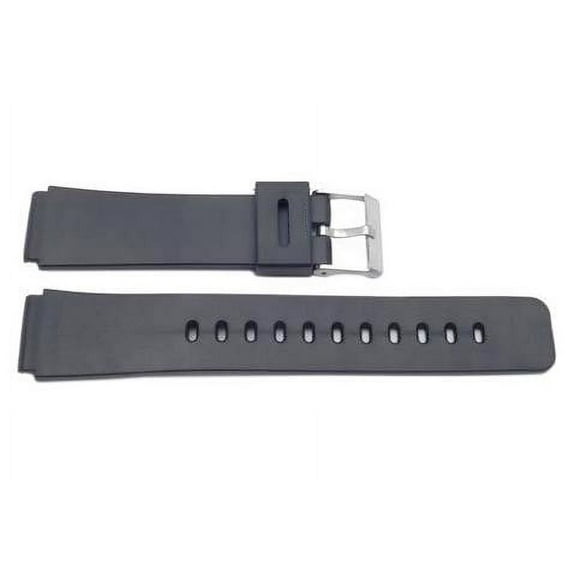 19mm Casio Style Replacement Watch Band Black Resin with Stainless Steel Buckle