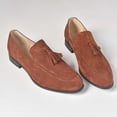 thumbnail image 5 of Sexlip Men's Suede Tassel Loafers Slip on Dress Shoes Formal Flats Comfortable Breathable Lightweight Trendy Shoes Brown 40, 5 of 5