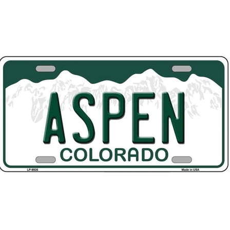 Aspen Colorado Background Novelty Metal License Plate LP-9926