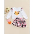 thumbnail image 2 of Biekopu Girl’s Valentine's Day Printing Long Sleeve Tops and Short Skirt Set, 2 of 8