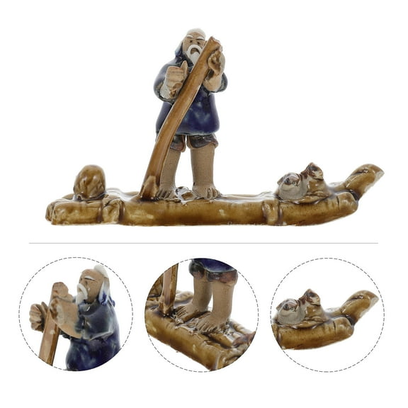 HEMOTON Ceramics Bamboo Man Statue Fish Tank Landscaping Decor Aquarium Decoration