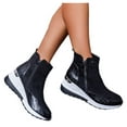 thumbnail image 3 of Herrnalise Women's Fashion Casual Flock Wedges Short Ankle Boots Zipper Shoes Sneakers Fall Savings, 3 of 6