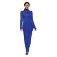 thumbnail image 2 of TopLLC Longues Robe à Manches à Col Rond pour Femme Décontractée Couleur Col Montant Manches Longues Extensible Ajustée Longue Robe Haut pour Femme, 2 of 6