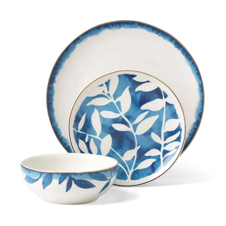 Oneida Entertain 365 12-Piece Aura Blue White Porcelain