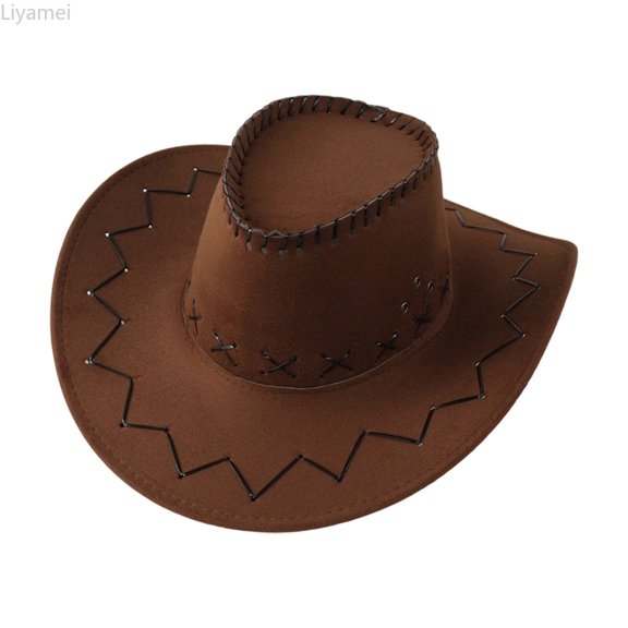 Liyamei Kids Cowboy Hat Western Cap, Wide Brim Sun Hat for Boys Girls, Oktoberfest Outfit Brown Size One Size