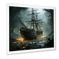 thumbnail image 2 of Designart "Wreck of the Pirate Ship II" People Framed Wall Art Decor - Modern Grey Pirate Entryway Framed Wall Art Print, 2 of 6