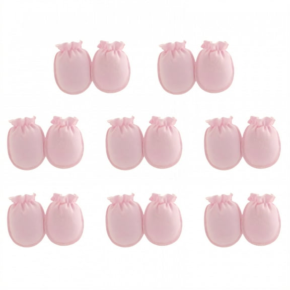 TELOLY 8 Pairs Baby Mittens,Cotton Baby Mittens Newborn,No Scratch Baby Mittens 0-6 Months,Pink