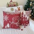 thumbnail image 4 of Housse De Coussin CHAO Lot De 4 En Coton Et Lin Dcoratif 45 X 45 Cm (bonhomme De Neige Nol), 4 of 5