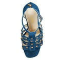 thumbnail image 4 of YDN Women Studded Open Toe Gladiator Sandals T-Strap Stiletto High Heel Zipper Sandals Prom Dress Daily Shoes Size 6.5 Blue, 4 of 4