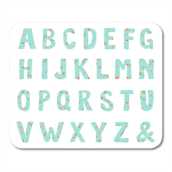 POGLIP Watercolor Girly Letters Alphabet with Floral Blue ABC Chic Coral Cute Cute Mousepad Mouse Pad Mouse Mat 9x10 inch