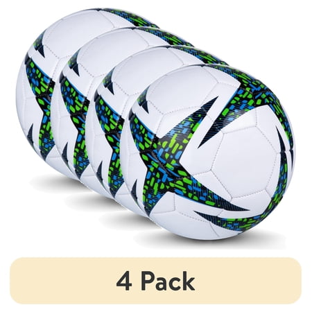 (4 pack) Athletic Works Size 5 Soccer Ball Blue