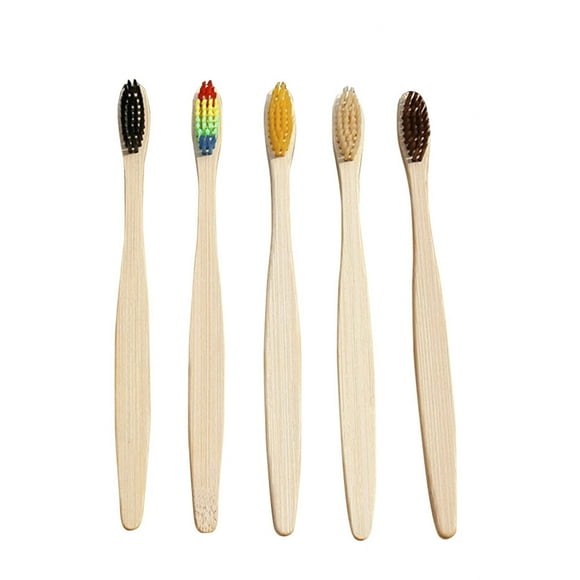 Labymos 5Pcs/Set Natural Bamboo Toothbrushes Soft Bristles Bamboo Handle for Home Hotel Travel Use